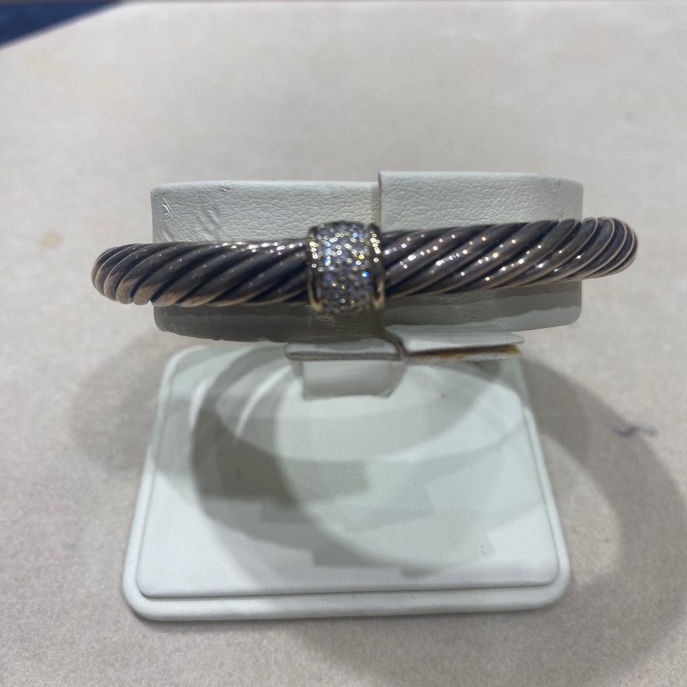 David Yurman Cable and Diamond Sterling Bracelet CUFF